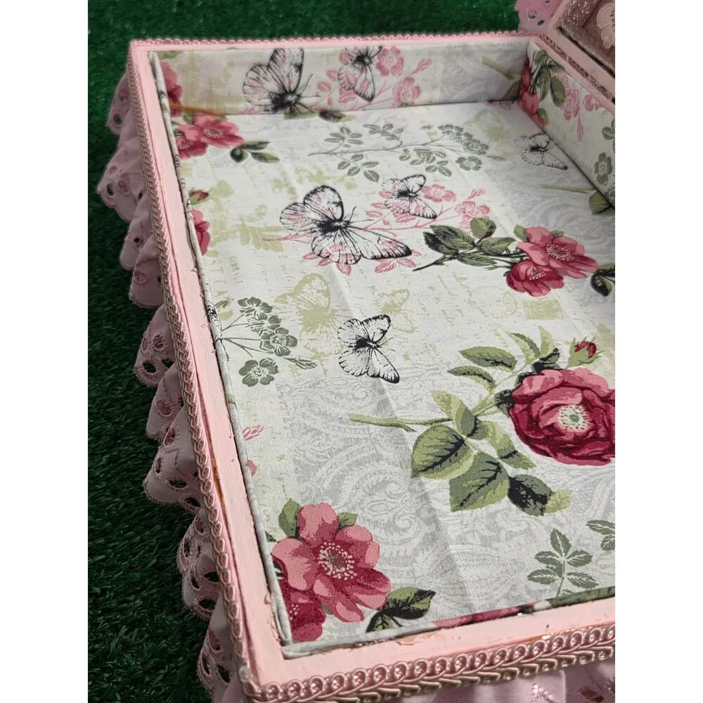 Hand-Restored Vintage Romantic Vanity Box & Shadow Box with Ornate Gold Mirror